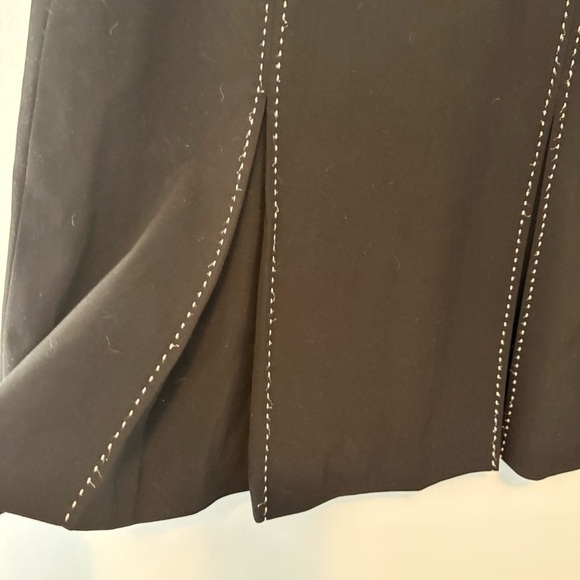 Très You Black A-Line Skirt Size 4 | Contrast Stitching, Minimalist Workwear - Picture 2 of 5